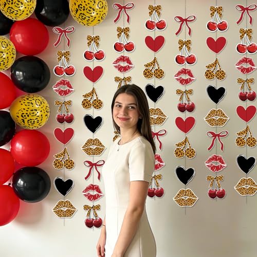 Cheetah Cherry Birthday Party Decorations - 8PCS Hanging Banner Set