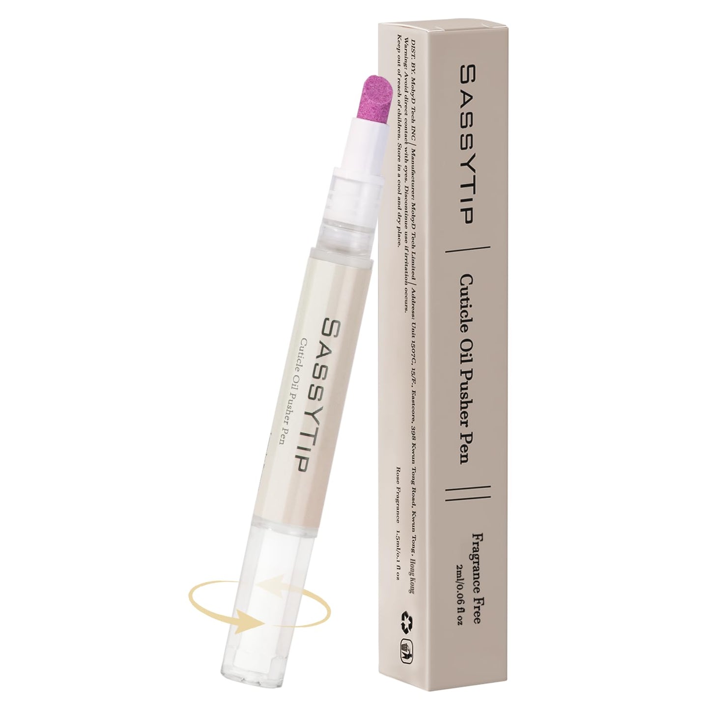 SASSYTIP Ceramic Cuticle Pusher & Oil Pen, 2ml Rose/Lavender/Fragrance Free Scented Nail Care Pen, Gentle Cuticle Remover for Dry & Damaged Nails, Moisturize Strengthen Brighten (Beige)