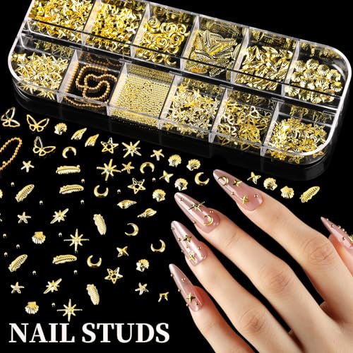 Gold Silver Nail Pearls & 3D Charms Kit for Nail Art, Embellishments