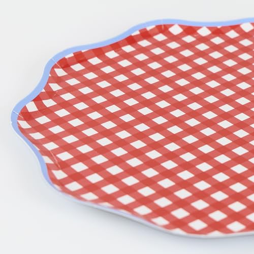 Meri Meri Easter Gingham Paper Plates - Pack of 12, Disposable Tableware