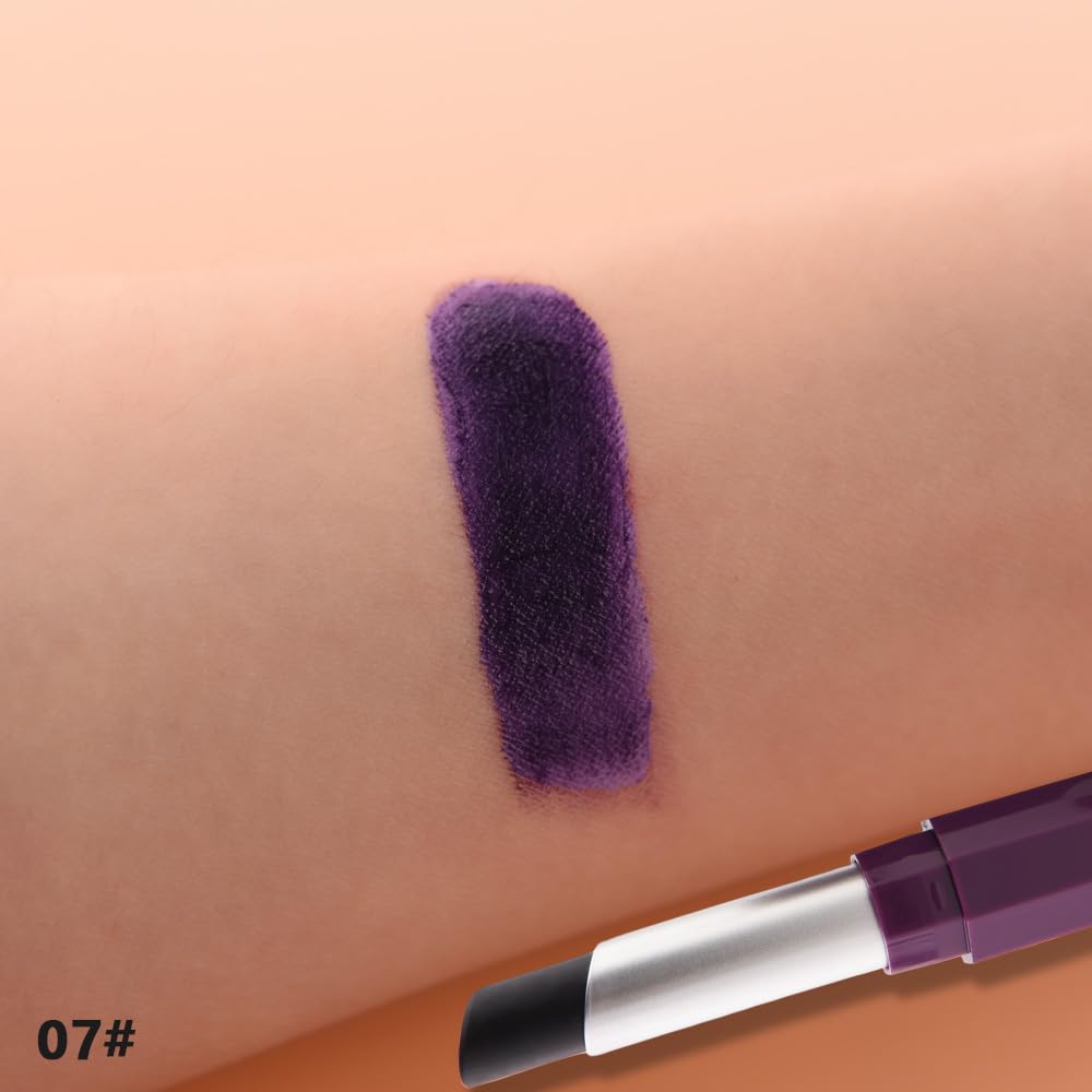 HHLTOH Dark Purple Matte Lipstick - Lip Crayon & Face Paint Stick for Women, Smooth Pigmented for Everyday Halloween Birthday Party Wear, Younger-Looking Lip Makeup, Labial para fiesta de disfraces 07