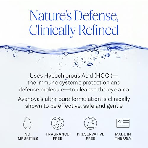Avenova Eyelid and Eyelash Cleanser Spray - 20ml Bottle - Gentle Everyday Pure Hypochlorous Acid Spray for Eye Irritation