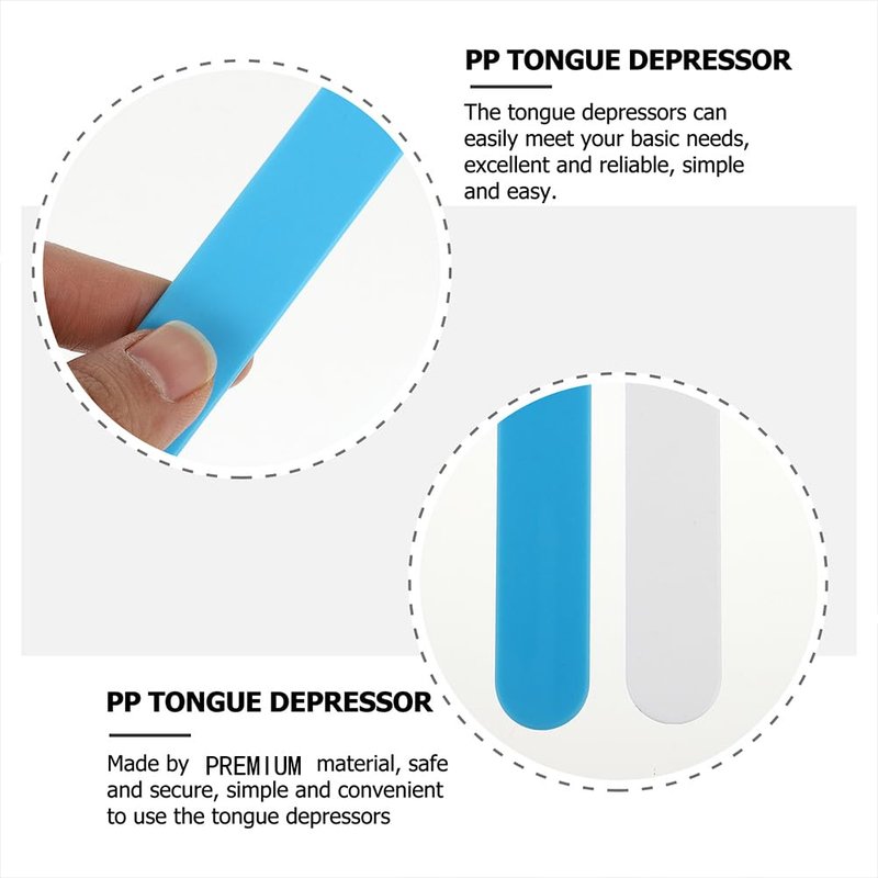 POPETPOP 25 Pack Tongue Depressors, Sturdy Plastic Tongue Scrapers for Oral Cavity Diagnostic, Reusable Flavored Depressors with Smooth Edge for Medical Laboratory Use (Blue)
