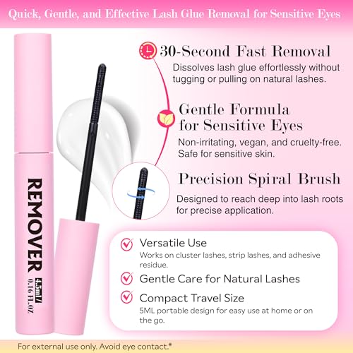 FANXITON Lash Bond and Seal Kit (Black+Clear) with Remover for Cluster Lashes