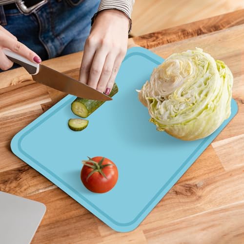 BPA-Free Silicone Cutting Board - Non-Slip Chopping Mat (Blue)