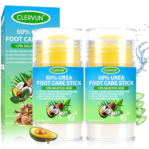 CLERVUN 60% Urea Cream Stick with 2% Salicylic Acid for Dry Cracked Heels