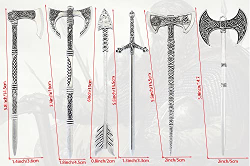 GuoShuang Celtic Viking Hair Sticks & Clips - 6 Pack Nordic Hair Accessories for Women