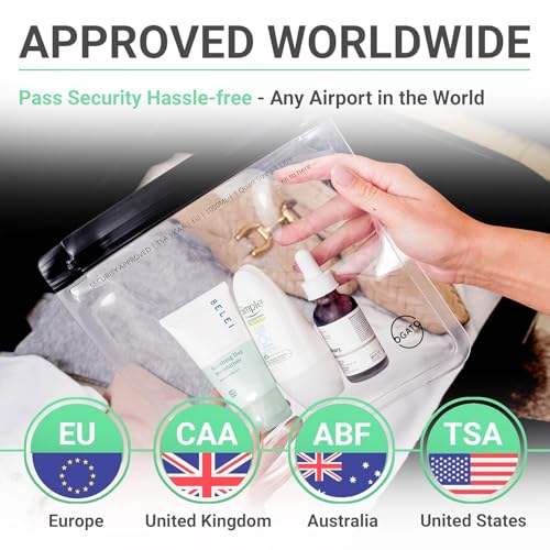 Ogato TSA Approved Clear Toiletry Bag Set - 3 Quart Size Pouches