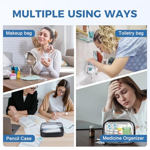 Moyad TSA Approved Clear Toiletry Bag - Black 3 Pack Travel Bags