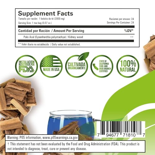 Palo Azul Herbal Tea - 24 Natural Tea Bags for Detox & Wellness