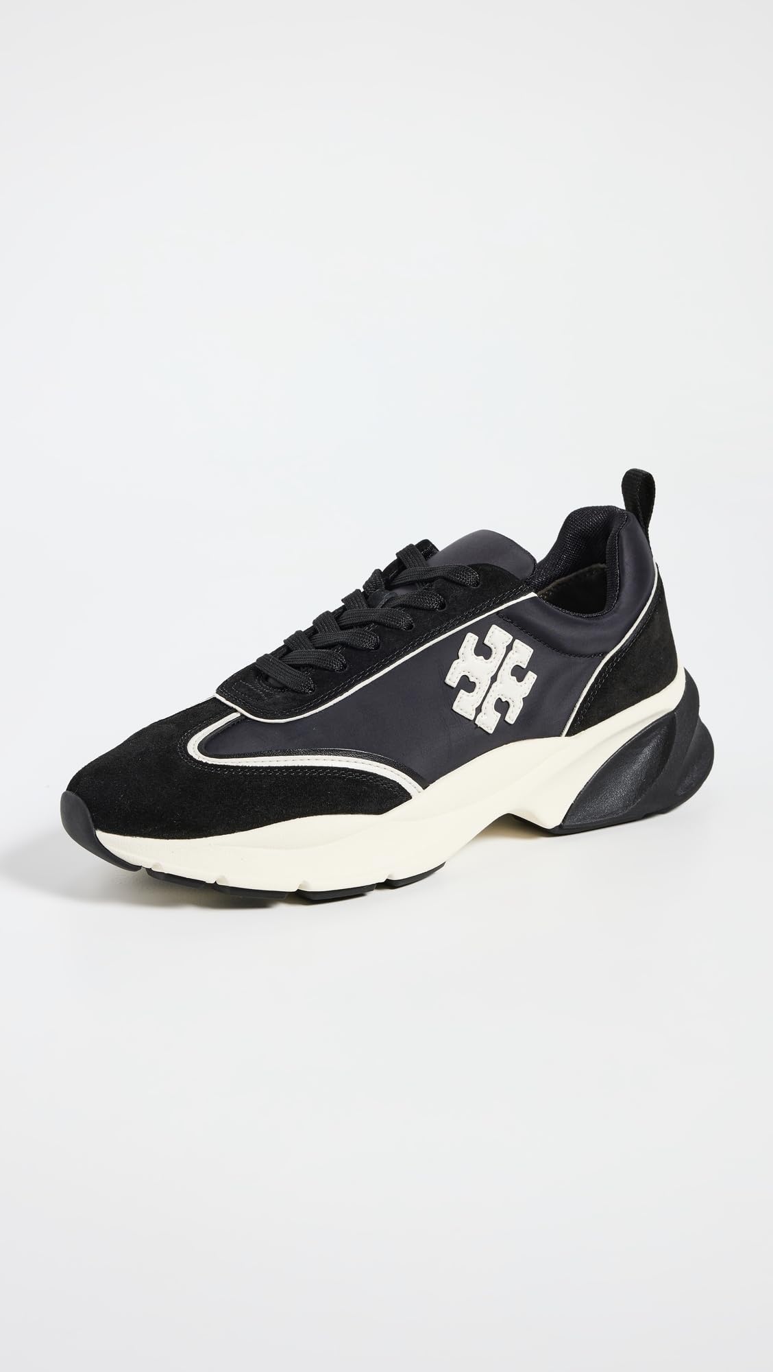 Tory Burch Women's Good Luck Trainer Sneakers, Perfect Black/New Ivory, 9 Medium US