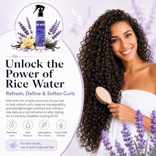 Pride and Beauty Rice Water Hair Spray, Lavender Vanilla, 8 Ounce