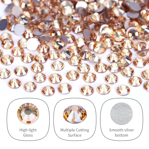 Golden Shadow Rhinestones Bulk - 10000PCS SS10 Flat Back Gems 2.7-2.9mm