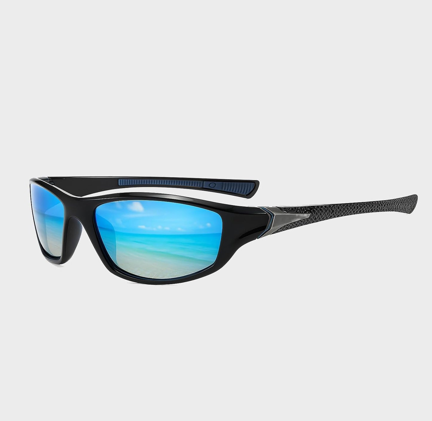 Polarized Sports Sunglasses - Dark Blue UV400 Protection for Fishing, Cycling & Hiking | Wrap Around Design