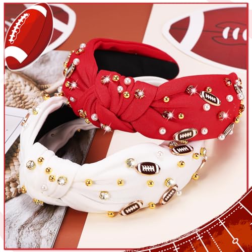 Red Football Knotted Headband for Women | Comfortable & Stylish