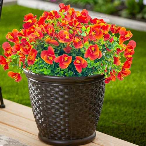UV Resistant Artificial Flowers - 8 Bundles Faux Shrubs for Home & Garden Décor