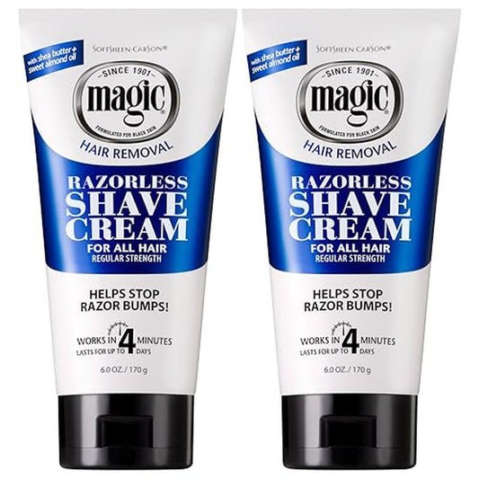 SoftSheen-Carson Magic Razorless Shaving Cream, Depilatory Hair Removal Cream for Body Hair, Regular Strength, Works in 4 Minutes, 2 Count