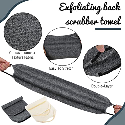 Exfoliating Back Scrubber Washcloth Set - 2 Pack (Gray, White)