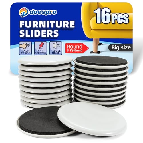 3.5" Large Furniture Sliders - Heavy Duty Floor Protectors, 16 Pack