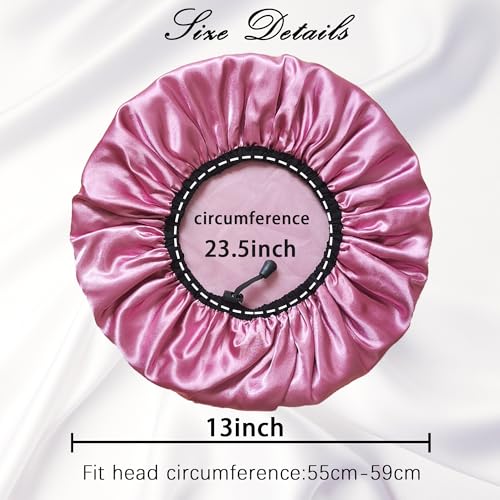 Choshion Set G Satin Waterproof Shower Cap for Women - Large, Reusable