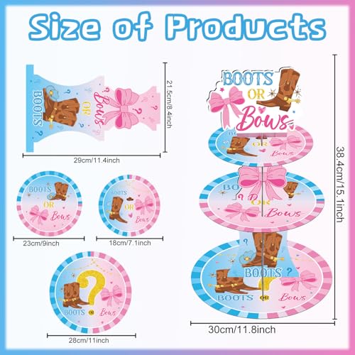 Boots or Bows Gender Reveal Cupcake Stand - 3 Tier Party Decor