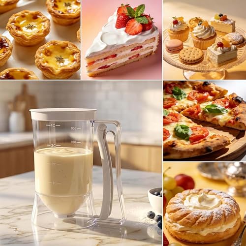 4-Cup Batter Dispenser with Squeeze Handle for Pancakes & Waffles