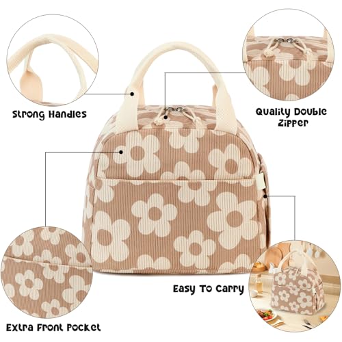 Bluboon Insulated Lunch Bag for Women & Men - Corduroy Tote