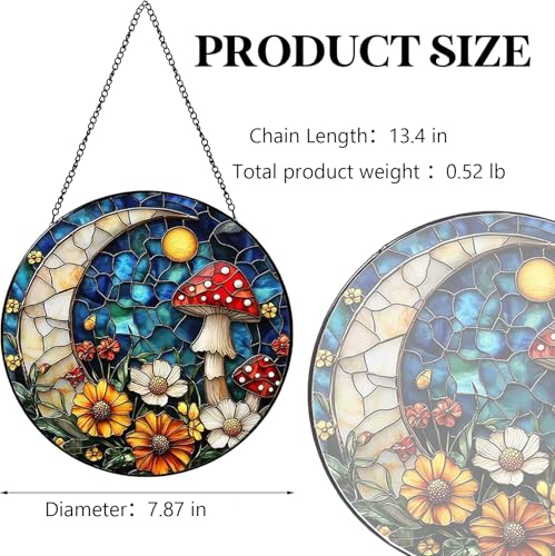 Handcrafted Wild Flowers Stained Glass Suncatcher - 7.8 Inch