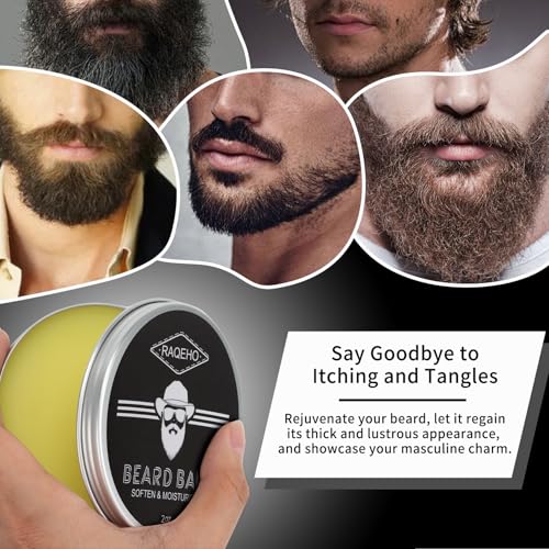 RAQEHO 2oz Beard Balm for Men - Mustache Wax & Styling Butter with Shea & Sandalwood (Pack of 1)