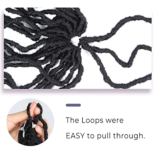 Niseyo Faux Locs Crochet Hair 12 Inch - 6 Pack Natural Black Pre-Looped Synthetic Locs