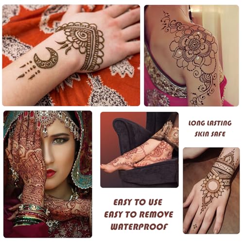 Temporary Tattoo Stencils Kit - 6 Pcs Ink & Gloves for DIY Art