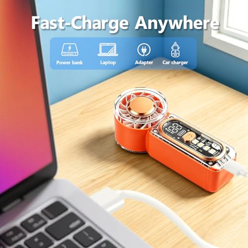 Portable Mini Handheld Fan with 100 Adjustable Speeds - USB-C Rechargeable, Lightweight & Travel-Friendly