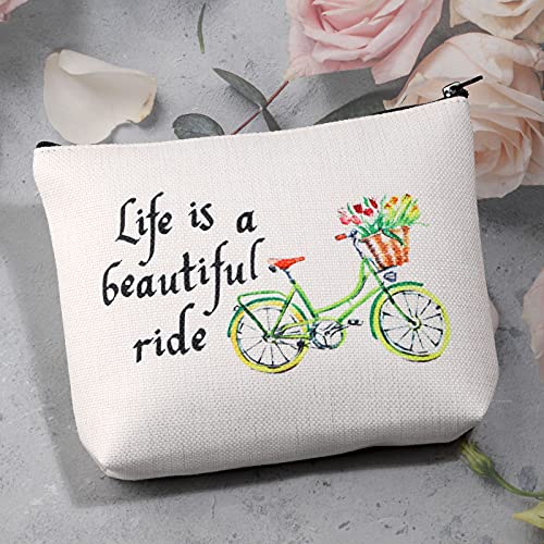 MBMSO Life is a Beautiful Ride Bicycle Travel Makeup Bag Waterproof Cosmetic Pouch