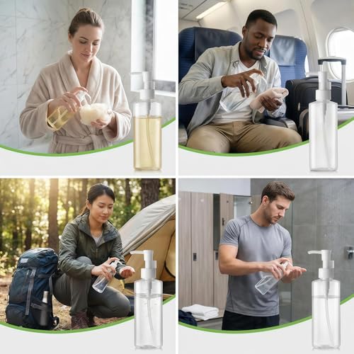 150ml Refillable Plastic Lotion Dispenser Bottles Set of 3 Travel Pump Containers