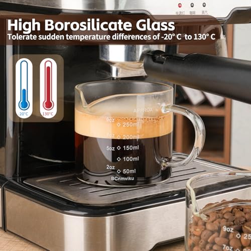 BCnmviku 250ML Espresso Cup with Handle - Clear Borosilicate Glass