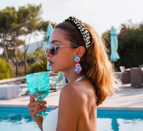 CENAPOG Black Rhinestone Knotted Velvet Headband for Women and Girls