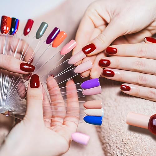 ADULLPONY 200 Clear Nail Swatch Sticks with Rings for Gel & Nail Polish Display