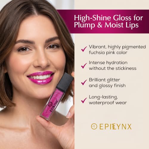 EPILYNX Glitter Lip Gloss Sweet Tooth Fuchsia | Long-Lasting Hydrating Shine