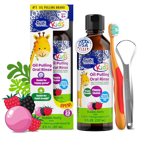 GuruNanda Kids Oil Pulling Mouthwash, Natural Bubble Berry, 8 Oz