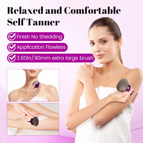 QJKLWV 3.6in Purple Kabuki Brush for Self Tanner & Body Makeup
