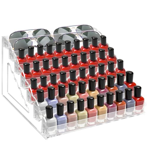 7-Tier Nail Polish Organizer Rack - Clear Acrylic Holds 96 Bottles, Space-Saving Storage