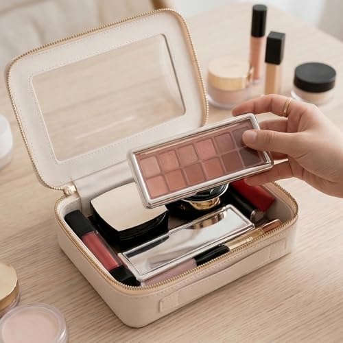 Aveniee Off-White Clear Makeup Bag Organizer - Travel Toiletry Case
