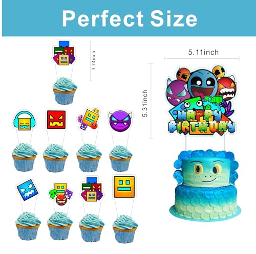 25pcs Cartoon Birthday Party Decorations with Cake & Cupcake Toppers