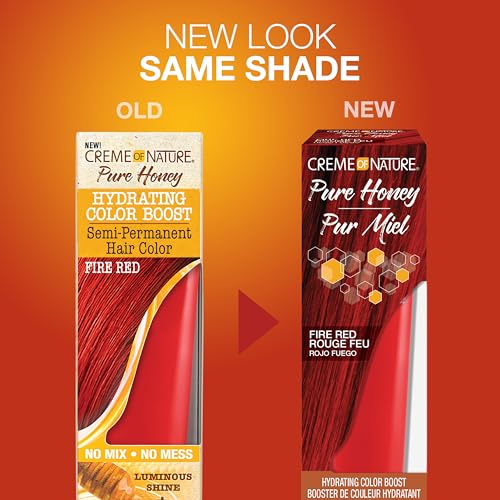 Creme of Nature Honey Hydrating Semi-Permanent Hair Dye, Fire Red - 3 Fl Oz (Pack of 2)