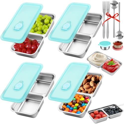 KITHELP 4-Piece Stainless Steel Snack Containers with Lids