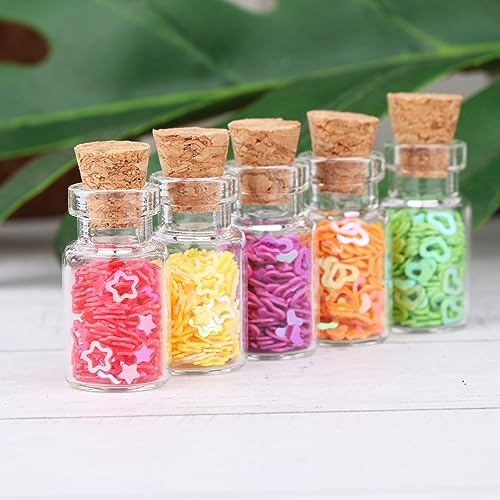 64 Mini Glass Bottles with Cork Stoppers & Eye Screws - 1ml
