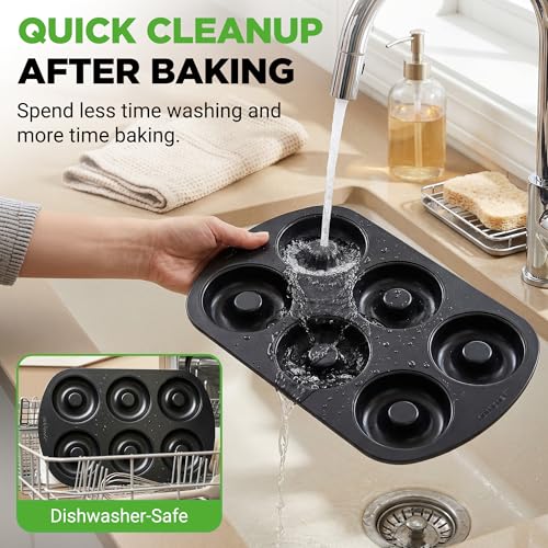 NutriChef Nonstick Donut Pan - 6-Cavity Carbon Steel Bakeware