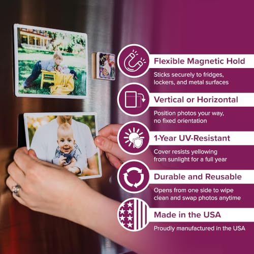 Magnetic Photo Pocket Frames - 10 Pack, 2.5x3.5 In, Clear Sleeve