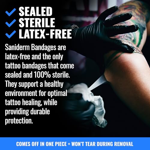 Saniderm Flex Tattoo Aftercare Bandage (New) (Personal Roll, 10.2 in x 2 yd) ? Faster Tattoo Healing and Protection ? Sterile, Waterproof, Flexible, Latex-Free, Tattoo Aftercare Wrap ? Matte Finish