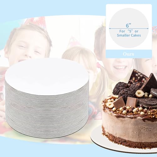 JCD 40 Pcs 6-Inch Round Cake Boards - Food-Grade Cardboard Trays